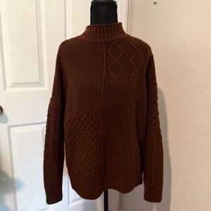 AE Mixed Stitch Brown Sweater